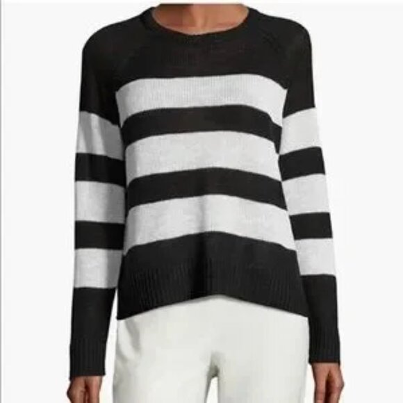Eileen Fisher Lightweight Striped Linen Blend Sweater Large - Picture 1 of 8
